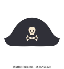 Vector illustration of a pirate hat, designed in a bold and playful style. 