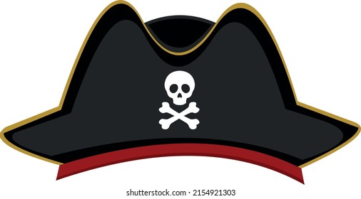 Vector illustration of a pirate hat with a skull and crossbones