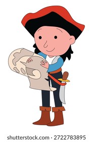 Vektorgrafik Piraten hält Karte