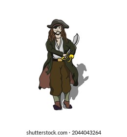 vector illustration of a pirate holding a sword