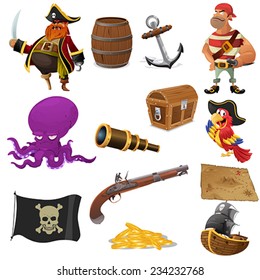 A vector illustration of pirate icon sets