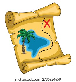 Vector illustration of pirate map on white background perfect for fantasy treasure exploration cartoon pirate theme or adventure creative artwork