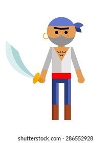 Vector illustration of pirate on white background.