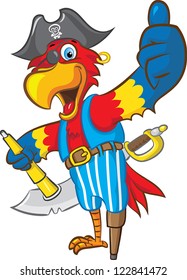 vector illustration of  a pirate parrot mascot doing thumbs up