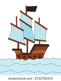 Ilustración vectorial de un barco pirata