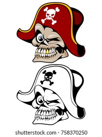 Vector illustration of pirate skull in hat