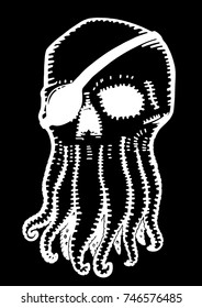 vector illustration of pirate skull on black background