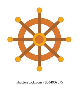 Vector illustration pirate steering wheel on white isolated background.