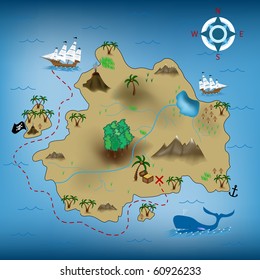 vector illustration of pirate treasure map