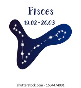 Vector illustration of Pisces zodiac constellation isolated on a white background. 