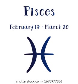 Vector illustration of Pisces zodiac sign isolated on a white background.