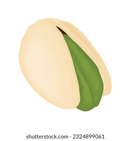 Ilustración vectorial de pistachos al estilo de dibujos animados planos. Pistachos asados con concha. Logo de la comida orgánica natural. Elemento de diseño para embalaje de nueces, publicidad, etc.