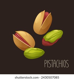 Vector illustration with pistachios nuts.
