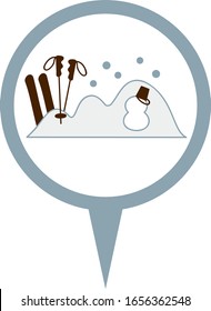 vector illustration of piste ski map icon