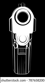 Vektorgrafik Pistole 9 Kaliber. Kriminelle Waffe Pistole und Gefahr militärische Waffe.