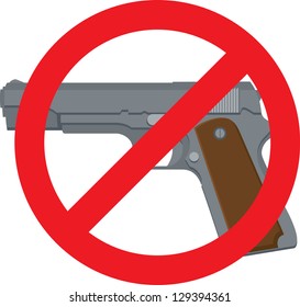 Vector Illustration of a pistol with red circle and line