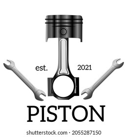 ilustración vectorial de un pistón con una llave lateral, perfecta para plantillas de estampado de emblema de marca