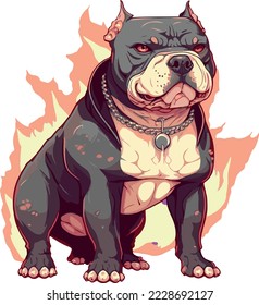 Vector illustration of a pitbull dog