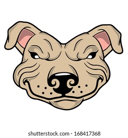 Vector illustration of a pitbull  dog head