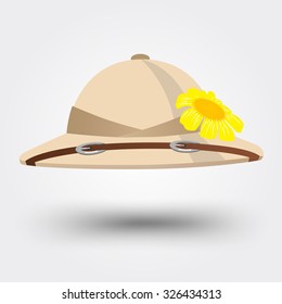 vector illustration of pith helmet hat for safari isolated on white background