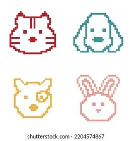 vector illustration pixel animal symbol tiger rabbit and dog that can be used for templates or logos