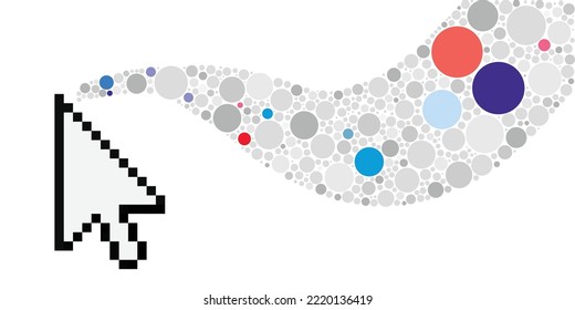 vector illustration for pixel arrow and colorful bubbles for digital marketing and online purchasing   