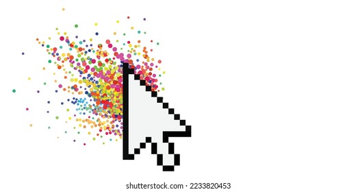 vector illustration for pixel arrow and colorful confetti for celebrations a holiday sale
