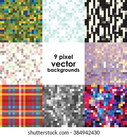 vector illustration / pixel art / backgrounds set
