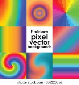 vector illustration / pixel art / backgrounds set