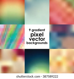 vector illustration / pixel art / backgrounds set