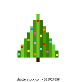 vector Illustration of pixel art christmas tree.
