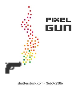 vector illustration /  pixel art / gun shot