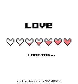 vector illustration /  pixel art / love loading lettering