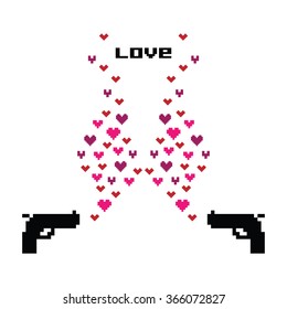 vector illustration /  pixel art / valentines day card