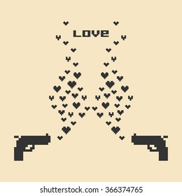 vector illustration /  pixel art / valentines day card