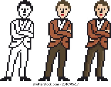 Vector Illustration of Pixel Businessman