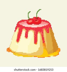 Vector Illustration of pixel cake. Pixel art 8 bit. 