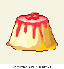 Vector Illustration of pixel cake. Pixel art 8 bit. 