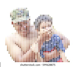 Vector illustration pixel dot child abduction