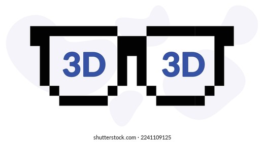 vector illustration of pixel glasses and 3d for new technologies in vision