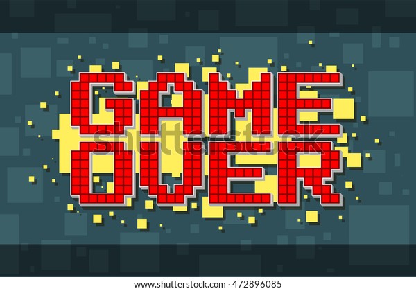 黄色い背景にピクセル赤のゲームのベクターイラスト のベクター画像