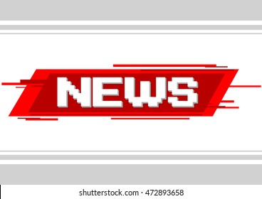 A vector illustration of pixel text news on red background