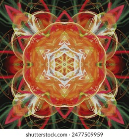 Vector illustration of a pixelated scheme of a colorful floral pattern for beading