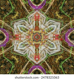 Vector illustration of a pixelated scheme of a colorful abstract fractal pattern for beading