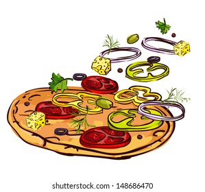 vector illustration of a pizza