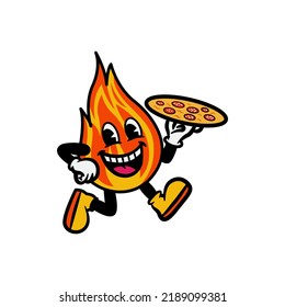 Vector illustration of pizza bread cartoon character with unique expression perfect for logos, symbols and advertising