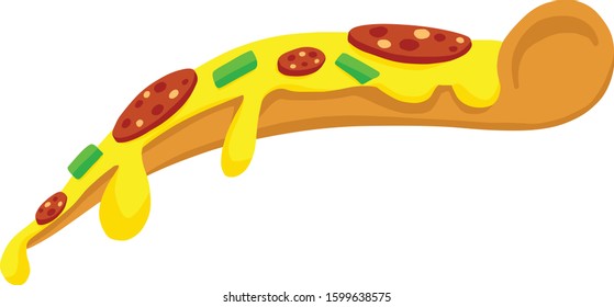 Vector Illustration of Pizza Cartoon With Pepperoni and Toppings