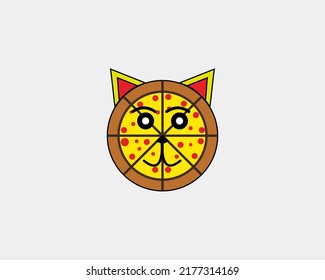 Vector Illustration of pizza cat logo design