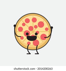 Ilustración vectorial del personaje de Pizza con cara linda y simple dibujo de línea corporal en un fondo aislado