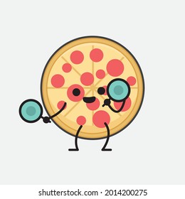 Ilustración vectorial del personaje de Pizza con cara linda y simple dibujo de línea corporal en un fondo aislado